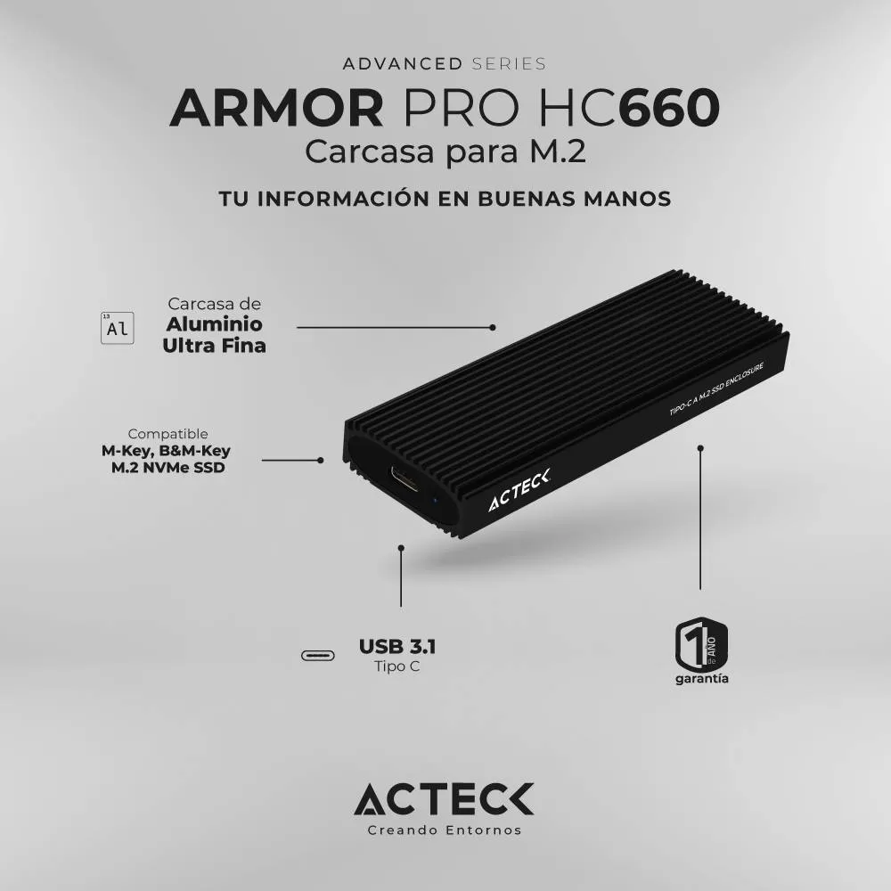 Enclosure SSD M.2 Acteck Armor Pro HC660 Elite Series - Imagen 2