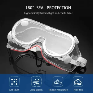 Goggles de protección, GKSA01-B, KSA, 4 válvulas de respiración, grado médico, elástico de sujeción y fijación de sellado para ojos, anti empañante
