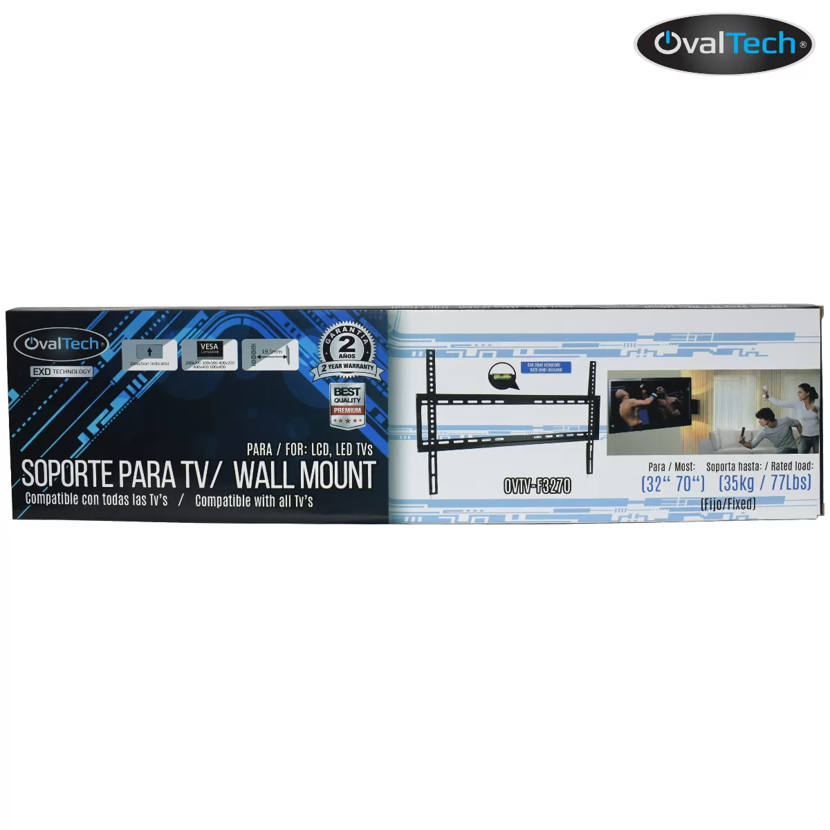 Soporte de Pared Fijo OVALTECH OVTV-F3270 para TV de 32 pulgadas a 70 pulgadas (Resistencia 35kgs) - Imagen 3