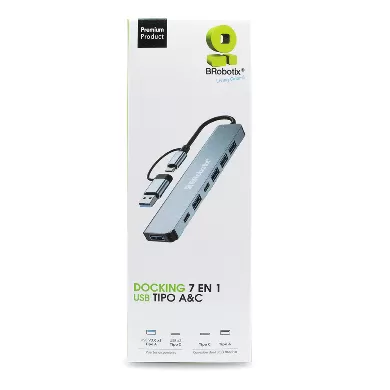 Hub Conector DUAL Tipo USB A&C, V3.0 , 7 en 1, /5 USB/2 TIPO C/ 6005446 BROBOTIX - Imagen 3