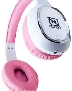 AUDIFONOS OVER-EAR BLUETOOTH NBH-04 PRO ALTA POTENCIA RADIO FM MICRO SD 3.5MML MANOS LIBRES BLANCO/ROSA