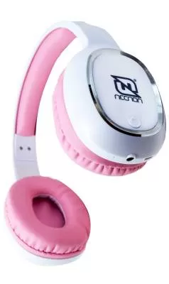 AUDIFONOS OVER-EAR BLUETOOTH NBH-04 PRO ALTA POTENCIA RADIO FM MICRO SD 3.5MML MANOS LIBRES BLANCO/ROSA