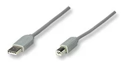 317863 Cable USB para Impresora USB-A macho a USB-B Macho de 3mts Color Gris. Soporta velocidades de hasta 12 Mbps