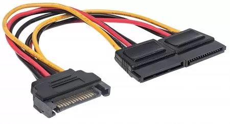 354554 Cable Y de alimentación SATA, Alimenta 2 drivers SATA con un cable de energía SATA, Largo 15cm - Imagen 2