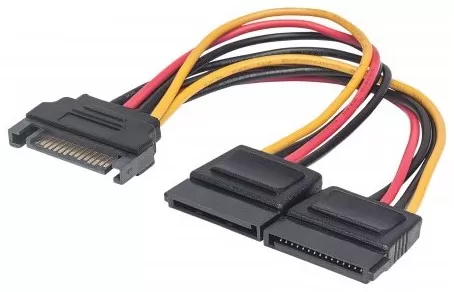 354554 Cable Y de alimentación SATA, Alimenta 2 drivers SATA con un cable de energía SATA, Largo 15cm