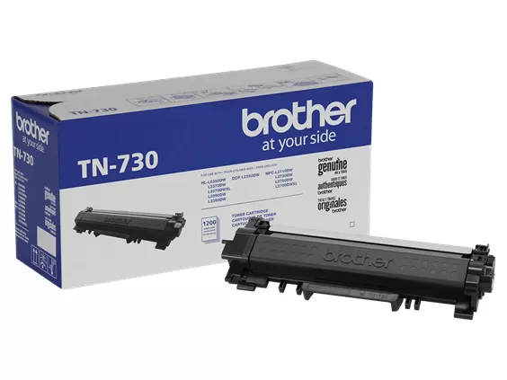 Tóner Brother TN730, negro, rendimiento aproximado 1,200 páginas, para equipos DCPL2551DW.