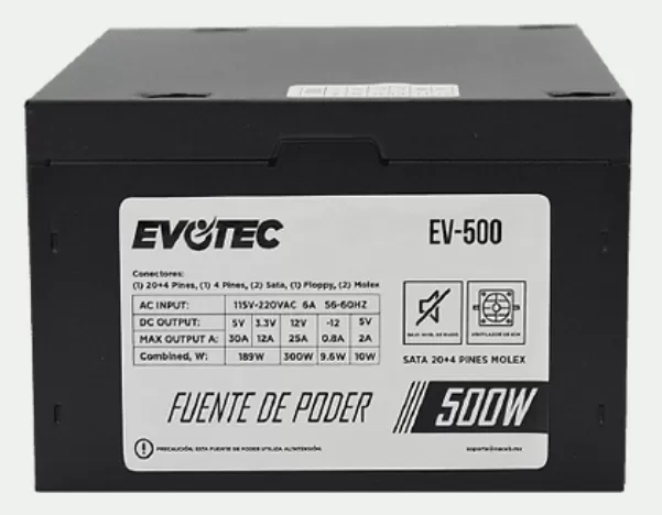 Fuente de Poder EVOTEC EV-500, Negro, 500 W - Imagen 4