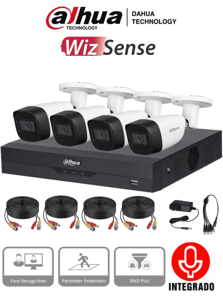 DAHUA KITXVR5104HS4KLI3+4HFW1500CMA- Kit de 4 canales 5 MP con audio y DVR de 4 CH,Soporta 4 canales + 4 IP o hasta 8 IP + 4 Camaras 5mp - Imagen 5