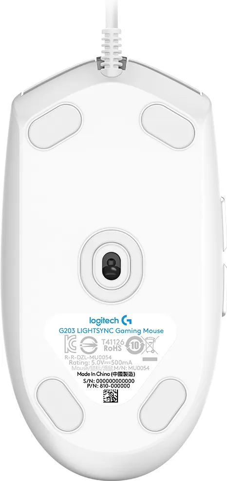 Mouse LOGITECH G203, USB, Juego, 200-8.000 dpi, Color blanco - Imagen 4