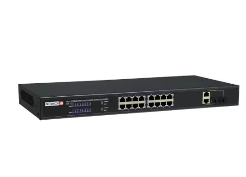 Switch PoE de 16 canales, Total power 250W, en modo CCTV puedes conectar cámaras IP hasta 250 mts