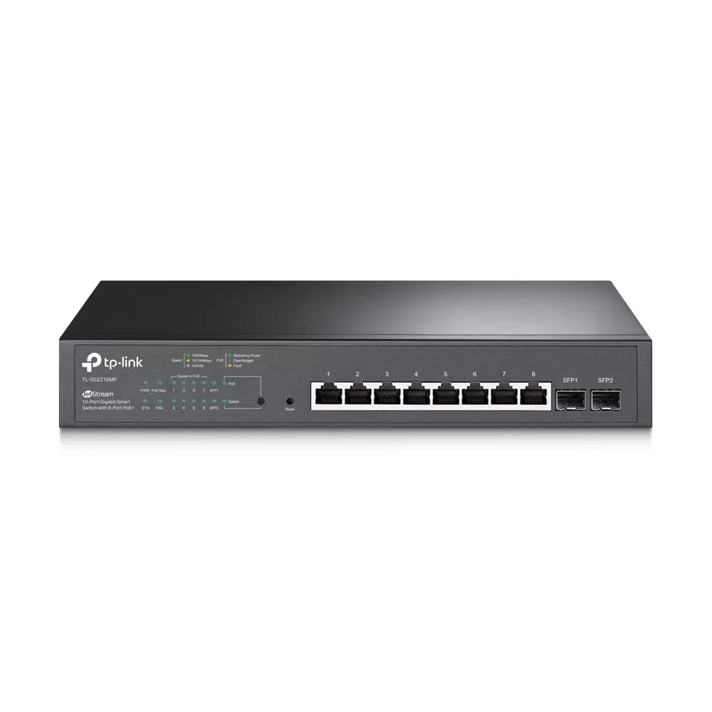 Switch TP-LINK SG2210MP (TL-SG2210MP), administrable OMADA POE de 8 puertos 10/100/1000 Mbps 802.3at / af POE+ y 2 Gigabit SFP
