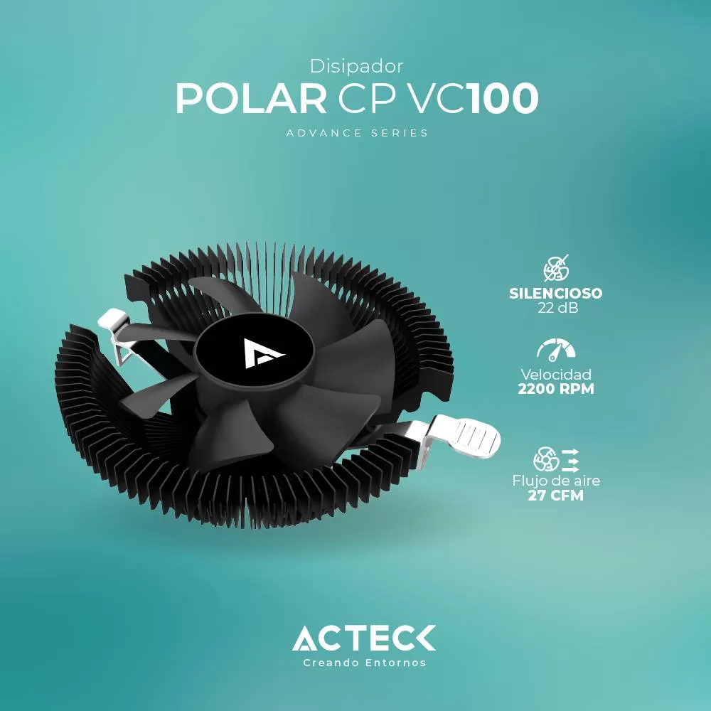 Disipador ACTECK VC100 , Disipador, 22 dB, Negro, 2200 RPM - Imagen 3