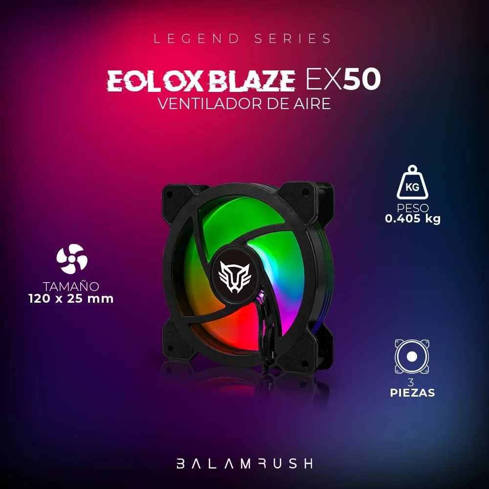 Ventilador de 120mm ARGB Balam Rush Eolox Blaze EX50 Velocidad: 1500 Rpm Flujo de aire: 28.76 CFM - Imagen 2