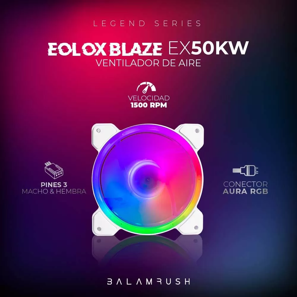 Kit 3 Ventiladores de 120mm ARGB Balam Rush Eolox Blaze EX50KW Velocidad: 1500 Rpm Flujo de aire: 28.76 - Imagen 3