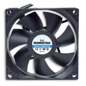 700955 Ventilador para Fuentes de Poder / Gabinetes, 80 mm, 3 pines, rodamientos tipo sleeve otorga una operación confiable y tranquila