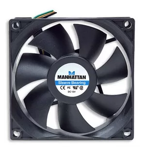 700955 Ventilador para Fuentes de Poder / Gabinetes, 80 mm, 3 pines, rodamientos tipo sleeve otorga una operación confiable y tranquila