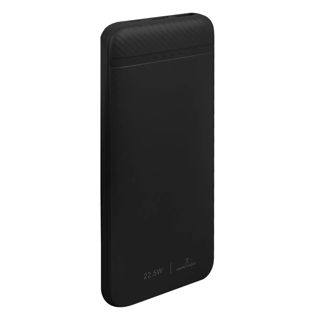 Power Bank de Carga Rápida 22.5W con Cable Tipo C Bolt Color Negro |PERFECT CHOICE
