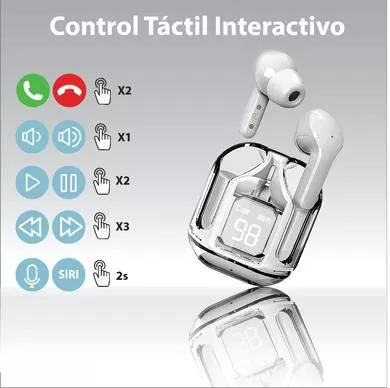AUDIFONO BLUETOOTH TWS V5.3, MODELO MAX, EARBUDS, IN-EAR, LED DIGITAL, CONTROL TÁCTIL, UNIVERSAL, BLANCO, 6005859 - Imagen 3