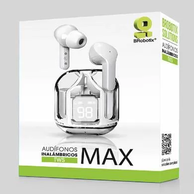 AUDIFONO BLUETOOTH TWS V5.3, MODELO MAX, EARBUDS, IN-EAR, LED DIGITAL, CONTROL TÁCTIL, UNIVERSAL, BLANCO, 6005859 - Imagen 4