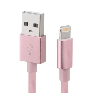Cable USB A a LIGHTNING, color rosa. 1 metro de largo. Alta resistencia de materiales y carga rápida DB-G-USBLR
