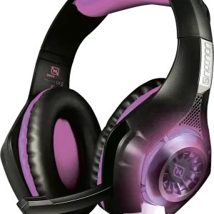 HEADSET GAMING OVER-EAR NBHG VIPER LED ALAMBRICO DIADEMA FLEXIBLE MICROFONO 3.5MM USB PC CONSOLAS CELULAR INC ADAPTADOR MEGABASS FUCSIA