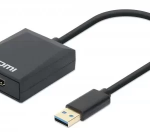 153690 Convertidor USB 3.2 Gen 1 Tipo-A Macho a HDMI Hembra, 1080p 60Hz, Negro