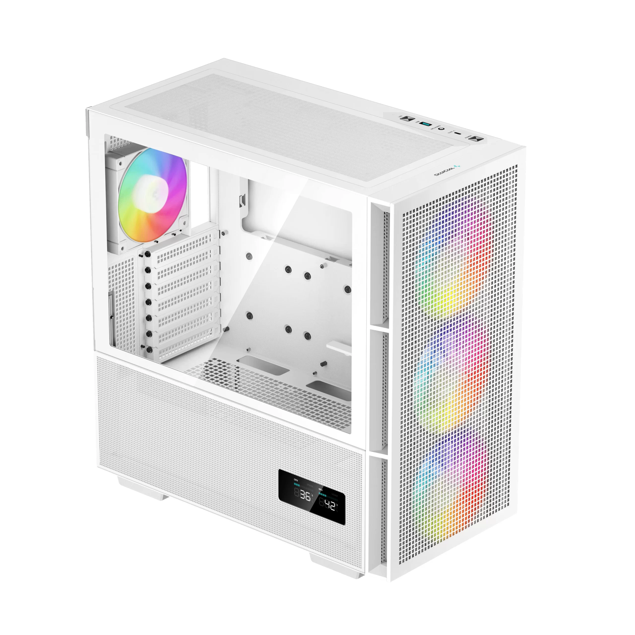 Gabinete Gaming DeepCool CH560 Digital Micro-ATX/Mini-ITX/E-ATX,Digital, USB 3.0, sin Fuente, Incluye 4 Ventiladores, Blanco R-CH560-WHAPE4D-G-1 - Imagen 3