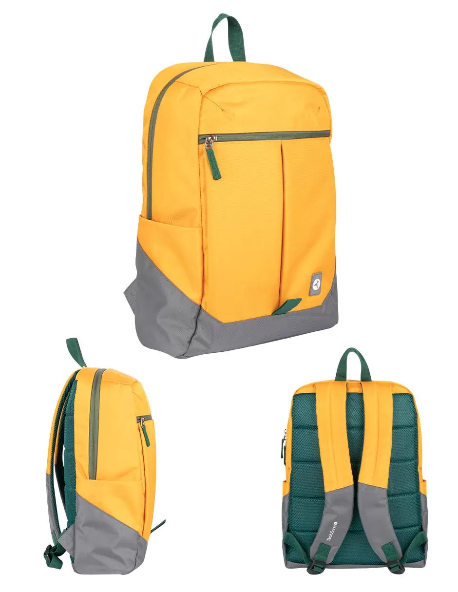 Backpack RAINBOW TZLBP26-G TECHZONE COLORS, 100% Poliéster, Color Amarillo, GARANTIA LIMITADA DE POR VIDA. - Imagen 2