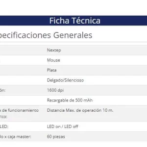 Mouse Inalámbrico Nextep NE-412P Color Plata Delgado/Silencioso