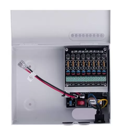 Gabinete Fuente de Poder, 8 Canales, 12V/5A, soporta batería de gel para respaldo de corriente - Imagen 2