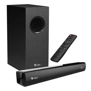 Barra de Sonido 2.1 Stylos STAB210B, conectividad múltiple Bluetooth, HDMI ARC, USB, Entrada AUX 3.5 mm