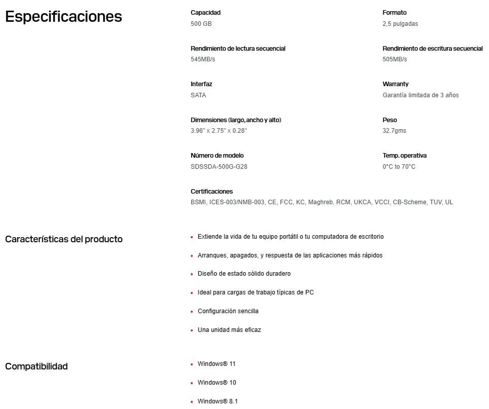 SSD PLUS SDSSDA-500G-G28 500GB 2.5 - Imagen 3