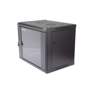 Gabinete para montaje en pared o piso DS-XS6409-S/B, puerta de cristal templado resistente, cuerpo fijo, 9 unidades de rack, 19, fabricado en acero