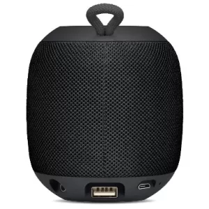 BOCINA BLUETOOTH, INALAMBRICA, RECARGABLE, STEREO C/RADIO FM, LECTOR USB, MICRO USB, 3.5 MM, REDONDA, PORTATIL, ANTIDESLIZANTE, NEGRO, BROBOTIX 263069