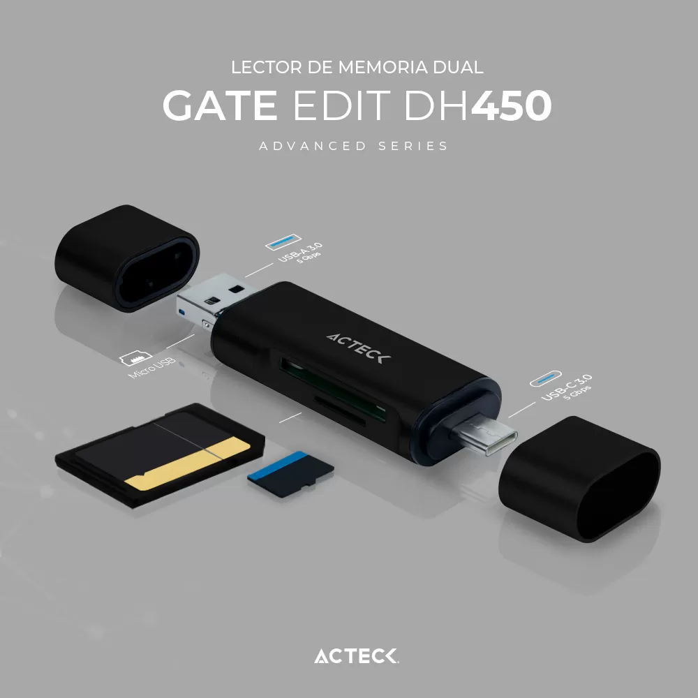 Lector USB A/USB C/MicroUSB Gate Edit DH450