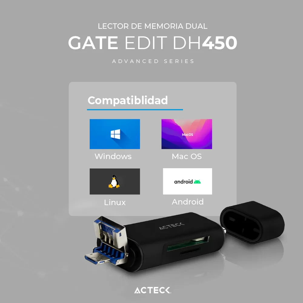 Lector USB A/USB C/MicroUSB Gate Edit DH450 - Imagen 2