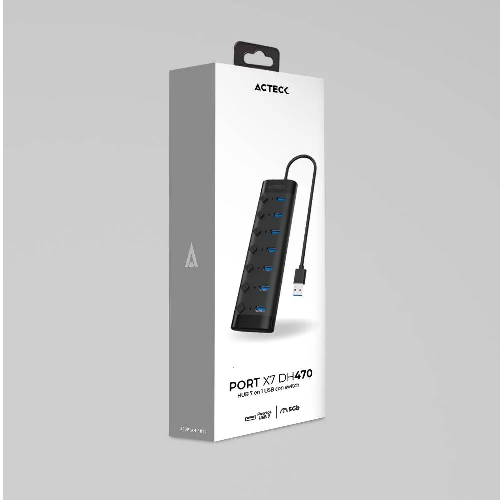 Hub USB 3.0 PORT X7 DH470 Acteck Advanced Series HUB 7 en 1 - Imagen 2