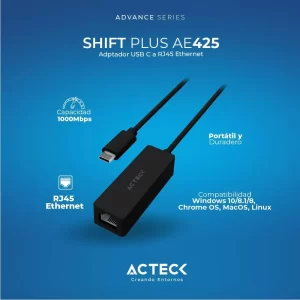 Adaptador USB-C Shift Plus AE425 Acteck Advanced Series Conector de salida USB tipo C