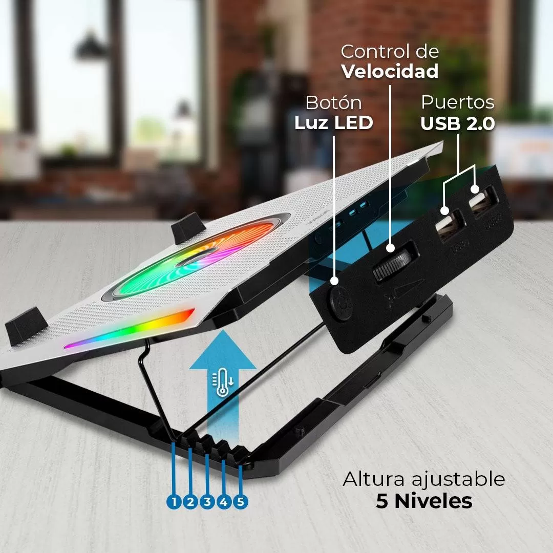 Bases Enfriadoras ACTECK AC-940764, 15.6 pulgadas, Plata - Imagen 3