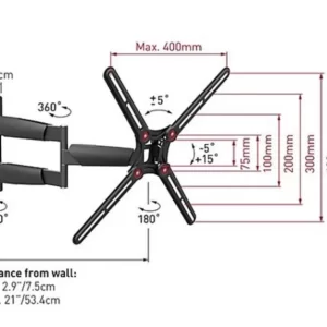 Soporte de Pared Barkan BM343 para Pantalla 13 pulgadas - 65 pulgadas, hasta 36.2Kg, Negro