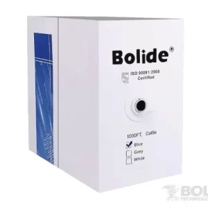 Cable de red UTP Bolide Categoría 5E BP0033/CAT5E/CMX-100, bobina de 100 mts, calibre 23AWG, 100% cobre, 350Mhz, cubierta de PVC color Azul.