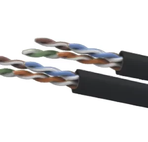 Bobina UTP CAT5e para exterior sin GEL, 4 pares, 24 AWG, bobina de 305 mts, 100% cobre, color negro