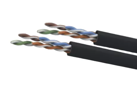 Bobina UTP CAT5e para exterior sin GEL, 4 pares, 24 AWG, bobina de 305 mts, 100% cobre, color negro