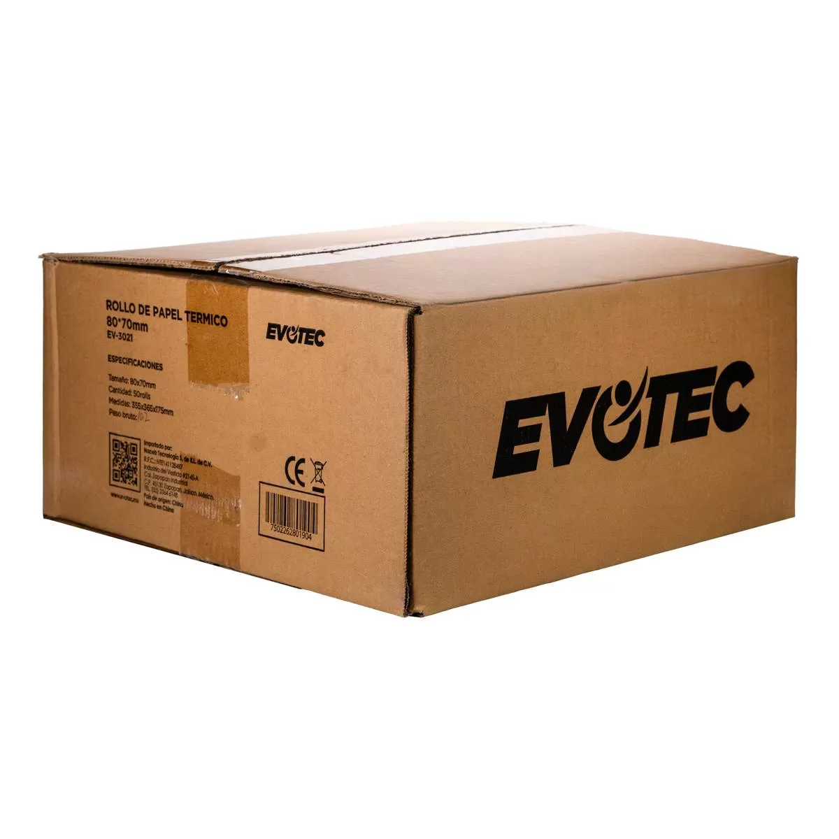 EVOTEC CAJA CON 50 ROLLOS DE PAPEL TERMICO 80*70mm EV-3021 C - Imagen 2