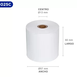 EVOTEC CAJA CON 100 ROLLOS DE PAPEL TERMICO 57*60mm EV-3025 TR5760