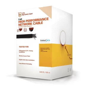 Cable Cat6+ CALIBRE 23 ALTO RENDIMIENTO, ETL,UL, color azul, 100 metros, super flexible, para aplicaciones de CCTV, video HD, y redes de datos.