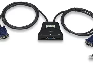 151245 Mini Switch KVM de 2 puertos, 2 puertos, USB, Con soporte de audio