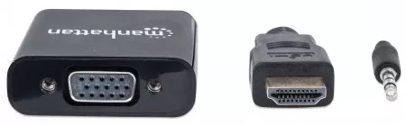 151559 Convertidor HDMI a VGA con audio, Completamente blindado para reducir fuentes de interferencia EMI y otras.