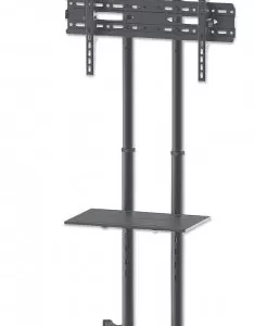 461238 Soporte de TV tipo carro, para uso multimedia, económico, ajustable en altura, Sostiene una TV de 37