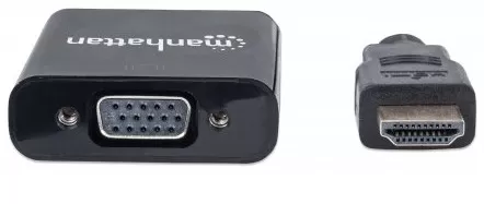 Convertidor HDMI a VGA MANHATTAN 151436, 0,22 m, HDMI, VGA, Macho/hembra, Negro